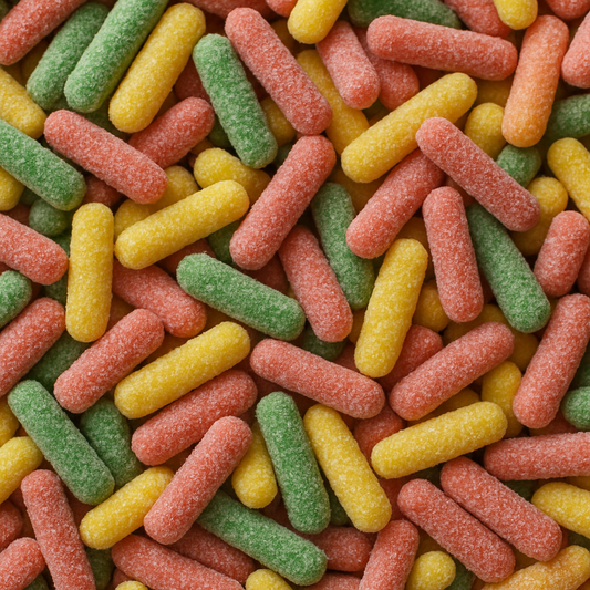 Bonbons Craies Hitchies Acidulées Mix, bâtonnets colorés acidulés, assortiment de saveurs, vente sur CandyBoum.
